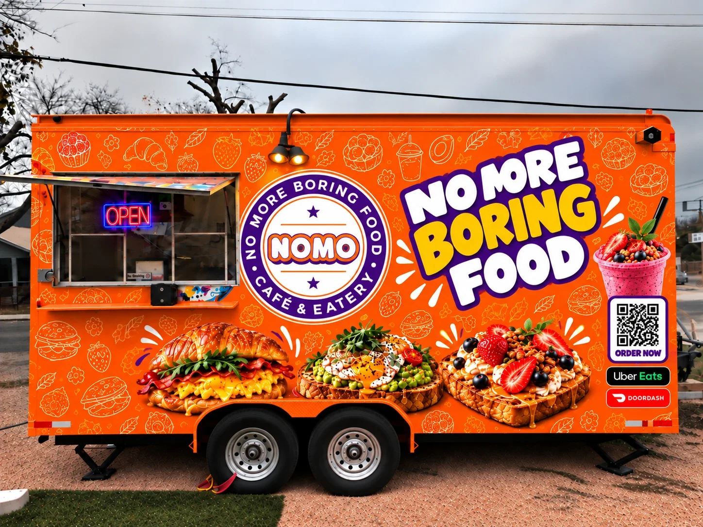 The orange NOMO food trailer